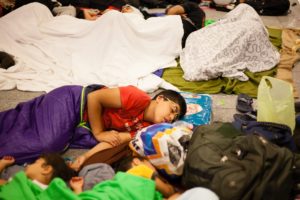 War refugees at the Keleti Railway Station